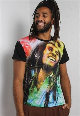 Vintage 90's Bob Marley Graphic T-Shirt Black