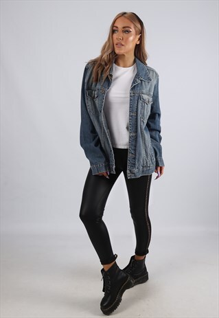 VINTAGE DENIM JACKET OVERSIZED FITTED UK 14 L (CB6H)