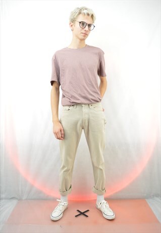 VINTAGE REGULAR DENIM CREAM COLOUR TROUSERS