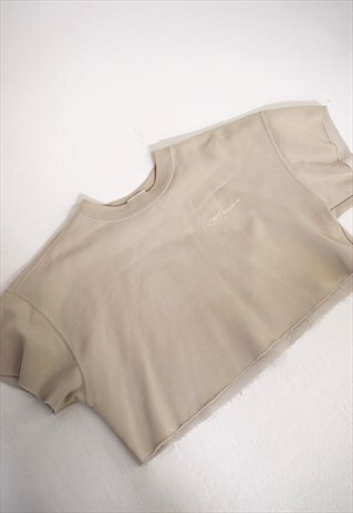 VINTAGE 90S REEBOK BEIGE SWEAT CROP TOP