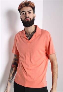 Vintage Calvin Klein Striped Polo Shirt Orange