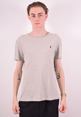 POLO RALPH LAUREN MENS VINTAGE T-SHIRT TOP MEDIUM GREY 90S