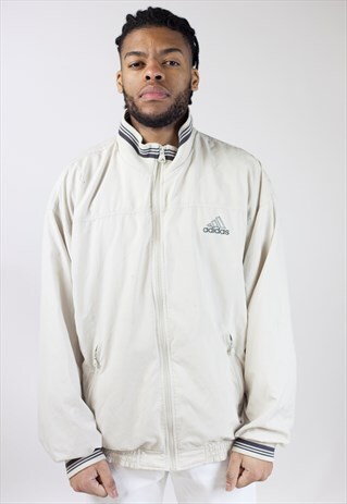 VINTAGE ADIDAS BEIGE ZIP UP 90'S JACKET