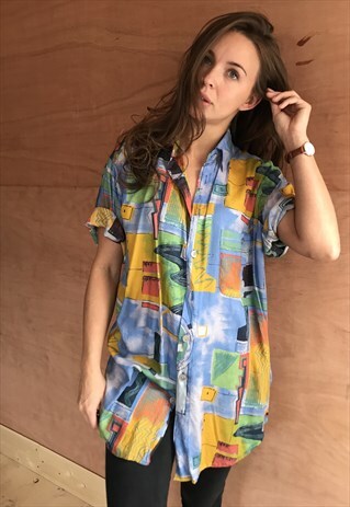 PATTERNED OVERSIZED RETRO VINTAGE UNISEX FESTIVAL SHIRT