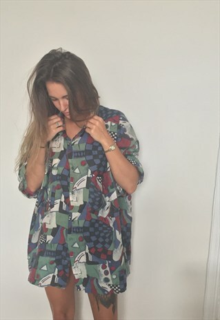CRAZY PATTERNED VINTAGE RETRO FESTIVAL OVERSIZED SHIRT