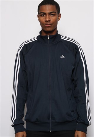 VINTAG ADIDAS LOGO TRACK JACKET NAVY BLUE