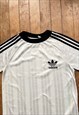 ADIDAS WHITE EMBROIDERY T - SHIRT  