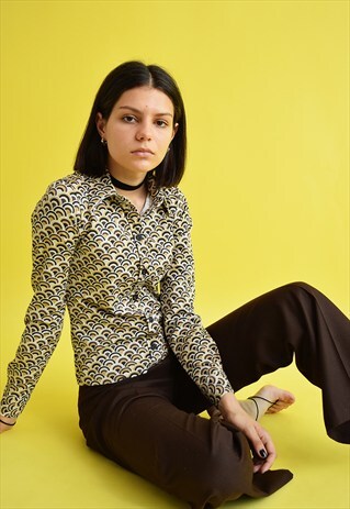 90'S GOES 60'S RETRO JAPANESE WAVE PATTERN TOP SHIRT
