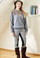 GREY KNITTED VINTAGE JUMPER WITH CORDUROY DETAIL