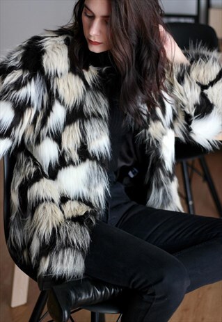 MIXED FAUX FUR COAT