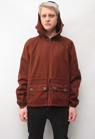 VINTAGE 90' AMAZING BEAUTIFUL ANORAK BROWN JACKET WITH HOOD