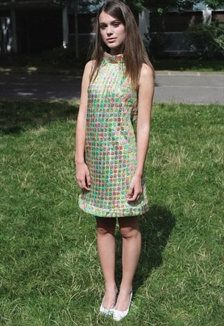 HAND-MADE PSYCHEDELIC 60'S COCKTAIL DRESS