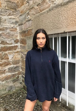 VINTAGE RALPH LAUREN OVERSIZED UNISEX NAVY ZIP JUMPER