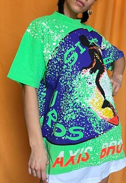 Vintage 90s Graphic Festival Rave T-Shirt Unisex Large Green