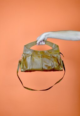 Vintage brown classic 80's leather shoulder bag