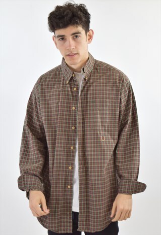 VINTAGE GREEN RED TOMMY HILFIGER 90S CHECK SHIRT