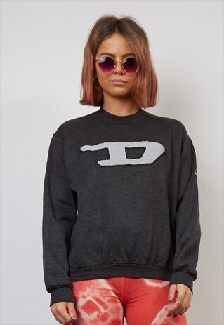 VINTAGE 90'S DICKIES LOGO DARK GREY SWEATSHIRT