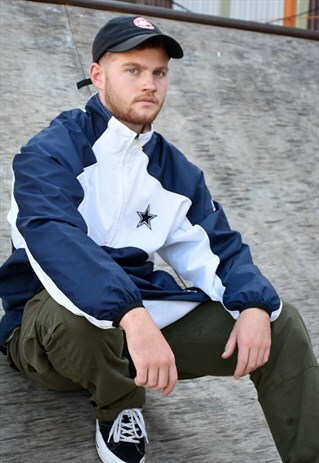 REEBOK NFL COWBOYS FOOTBALL WINDBREAKER HALF ZIP JACKET