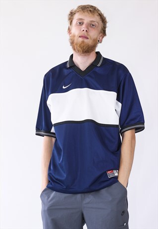 VINTAGE MENS NIKE TEAM JERSEY STYLE COLLAR T-SHIRT