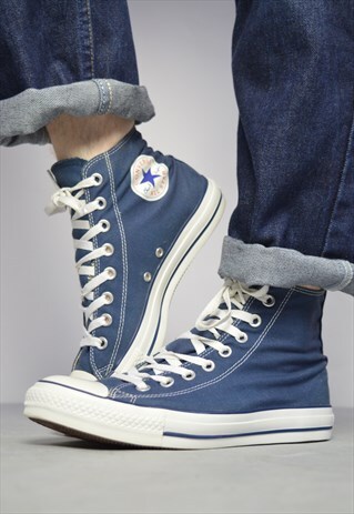 VINTAGE 90S CONVERSE NAVY HI-TOPS TRAINERS SNEAKERS GRUNGE