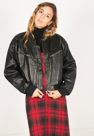 VINTAGE 80S BOMBER LEATHER JACKET / R059