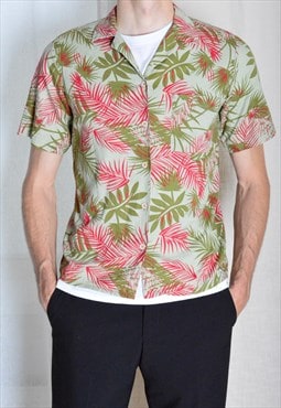 Vintage Unisex 70s Green Red Hawaii Style Lightweight Shirt