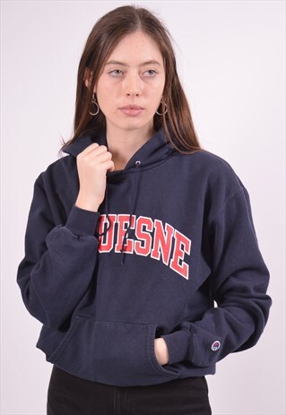 VINTAGE CHAMPION HOODIE JUMPER NAVY BLUE