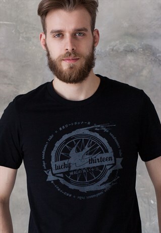 JAPANESE T SHIRT LUCKY 13 JAPAN THIRTEEN BIKER VINTAGE TOKYO