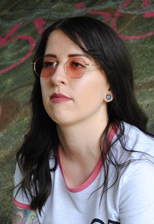 MOONCHILD OCTAGON SHAPE SUNGLASSES PINK