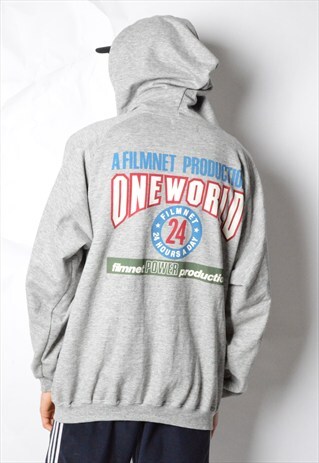VINTAGE 90S GREY ONE WORLD HOODIE JACKET