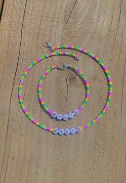 Y2K Personalised Rainbow Bead Necklace