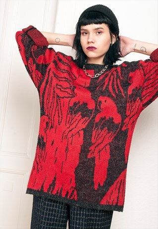 80S VINTAGE PARROT KNIT JUMPER