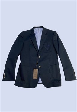 Blazer Jacket Navy Blue Cotton Embroidered