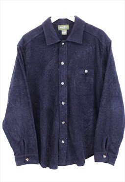 Vintage Eddie Bauer Fleece Shirt Black Long Sleeve Button Up