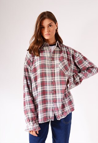VINTAGE CHECK FLANNEL SHIRT RED, NAVY AND WHITE