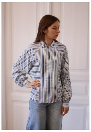 VINTAGE MULTICOLOR STRIPED DOUBLE BUTTONS SHIRT