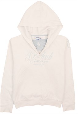 Vintage 90's Reebok Hoodie Spellout Pullover Beige Cream