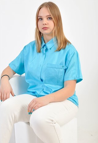VINTAGE SHORT SLEEVE SHIRT IN BLUE