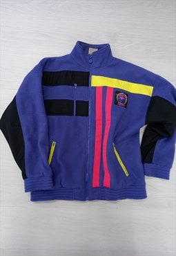 90's Vintage Adidas Fleece Jacket Purple Multi