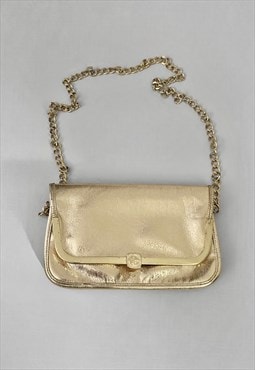 70's Vintage Gold Metallic Gold Chain Bag