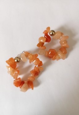 Orange irregular stone drop earrings