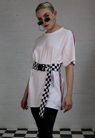 CHECKERBOARD BELT WITH BUCKLE DETAIL