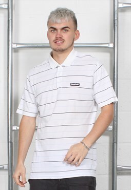 Vintage Reebok Shorts Sleeve Polo Shirt White w Logo Medium