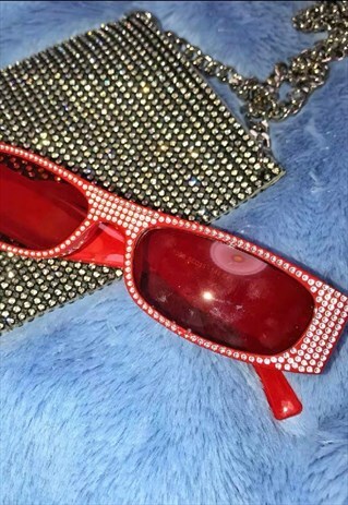 Y2K RHINESTONE SQUARE SUNGLASSES