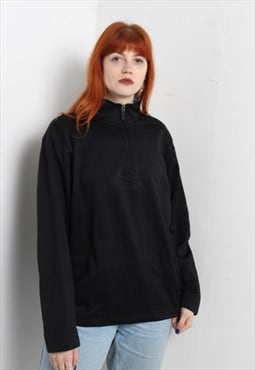 Vintage Reebok Fleece Lined 1/4 Zip Sweatshirt Black