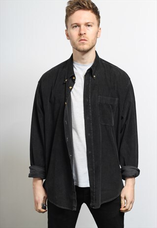 VINTAGE CORDUROY CORD SHIRT BLACK