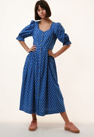 80S VINTAGE TRADITION AUTRIAN MAXI FLORAL DRESS 1155