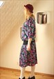 COLOURFUL ELASTICATED WAIST BRIGHT FLORAL DRESS