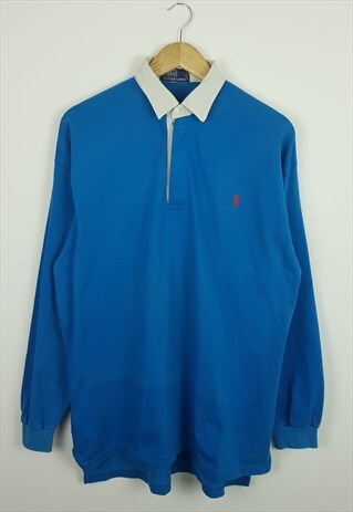 VINTAGE POLO RALPH LAUREN RUGBY TOP BLUE