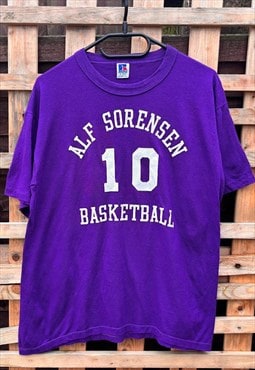 Vintage Russell athletic purple basketball T-shirt medium 